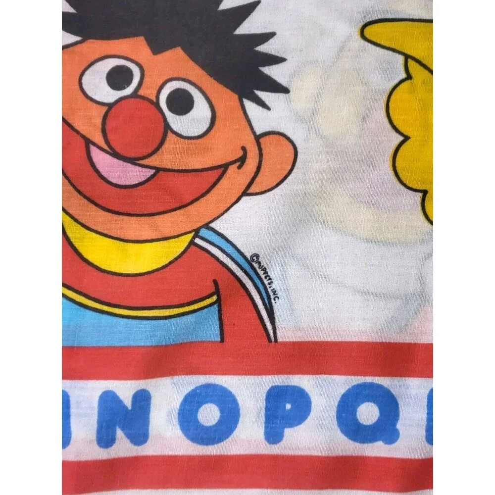 Vtg Stevens Sesame Street ABC Twin Flat Sheet & Pillowcase Set The Muppets USA